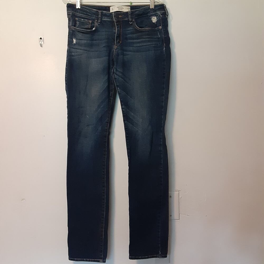 Abercrombie Fitch Jeans Womens 28 6L The A&F Skinny Mid Rise Blue Distressed
